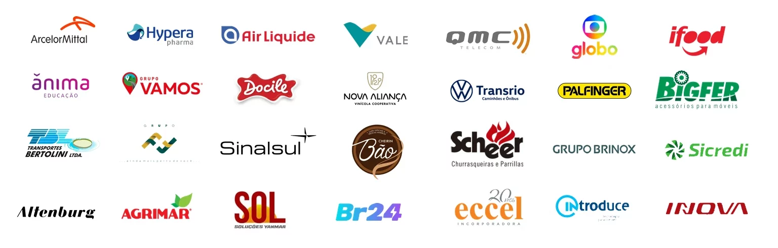 Imagem de logos de várias marcas atendidas pelo serviço de Business Intelligence.