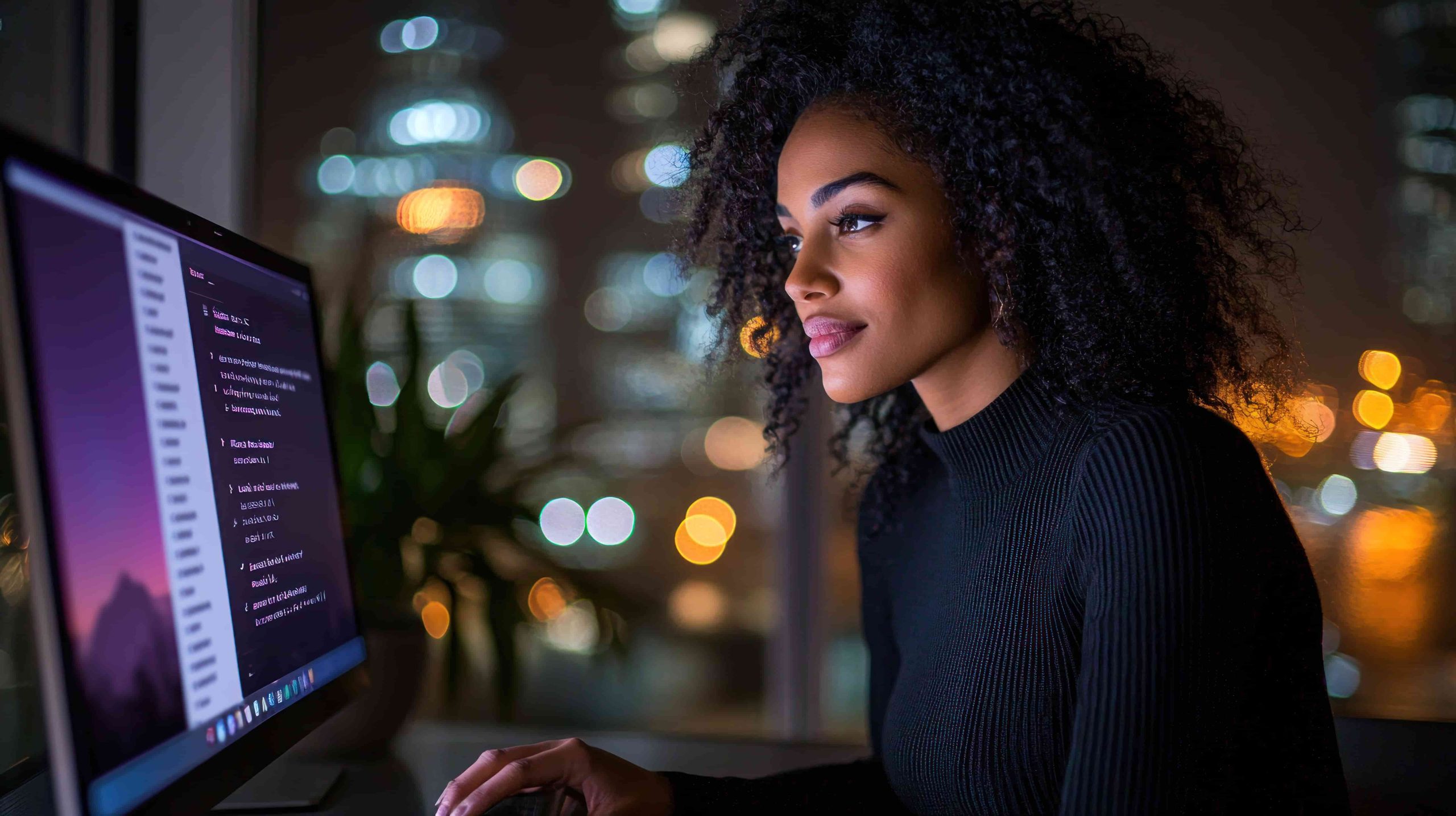 Profissional trabalha com desenvolvimento de sites para performance em monitor com código